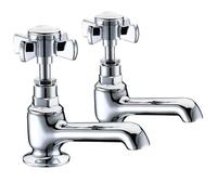 Balterley Bathroom Sink Taps, Basin Mixer Tap with 2 Hole, Dual Crosshead Handles Temperature Control Bathroom Tap, Traditional Design Mixer Taps - 77 x 100 x 116mm (Chrome)