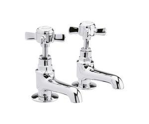 Balterley Bathroom Sink Taps, Basin Mixer Tap with 2 Hole, Dual Crosshead Handles Temperature Control Bathroom Tap, Traditional Design Mixer Taps - 40 x 115 x 115mm (Chrome)