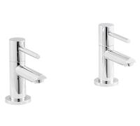 Balterley Bathroom Sink Taps, Basin Mixer Tap with 2 Hole, Dual Lever Handles Temperature Control Bathroom Tap, Round Body, Rounded Spout Mixer Taps - 45 x 111 x 113mm (Chrome)