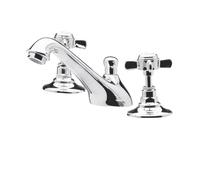Balterley Bathroom Sink Taps, Basin Mixer Tap with 3 Hole, Dual Crosshead Handles Temperature Control Bathroom Tap, Rounded Flared Body, Curve Spout Mixer Taps - 50 x 165 x 85mm (Chrome)
