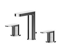 Balterley Bathroom Sink Taps, Basin Mixer Tap with 3 Hole, Dual Lever Handles Temperature Control Bathroom Tap, Round Body, Flat Rounded Spout Mixer Taps - 235 x 147 x 160mm (Chrome)