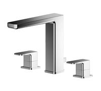Balterley Bathroom Sink Taps, Basin Mixer Tap with 3 Hole, Dual Lever Handles Temperature Control Bathroom Tap, Square Body, Flat Square Spout Mixer Taps - 250 x 152 x 160mm (Chrome)