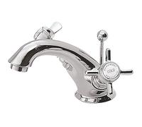 Balterley Bathroom Sink Taps, Mono Basin Mixer Tap, Dual Cross Handles Temperature Control Bathroom Tap, Traditional Spout Monobloc Basin Taps for Cloakroom - 62 x 197 x 112mm (Chrome)