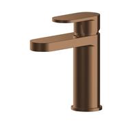 Balterley Bathroom Sink Taps, Mono Basin Mixer Tap with Push Button Waste, Single Lever Temperature Control Bathroom Tap, Round Body, Flat Rounded Tip Spout Taps - 52 x 147 x 160mm (Brushed Bronze)