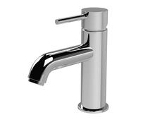 Balterley Bathroom Sink Taps, Mono Basin Mixer Tap with Push Button Waste, Single Lever Temperature Control Bathroom Tap, Round Body, Rounded Curve Down Spout Taps - 52 x 159 x 166mm (Chrome)