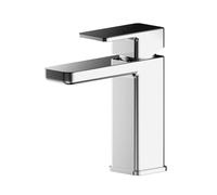 Balterley Bathroom Sink Taps, Mono Basin Mixer Tap with Push Button Waste, Single Lever Temperature Control Bathroom Tap, Square Body, Flat Square Tip Spout Taps - 50 x 152 x 160mm (Chrome)