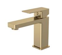 Square Mono Basin Mixer Bathroom Sink Tap & Push Button Waste - Brushed Brass - Balterley
