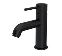 Balterley Bathroom Sink Taps, Mono Basin Mixer Tap with Push Button Waste, Single Lever Temperature Control Bathroom Tap, Round Body, Rounded Curve Down Spout Taps - 52 x 159 x 166mm (Matt Black)