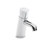 Balterley Bathroom Sink Taps, Mono Basin Mixer Tap with Push Button Waste, Single Lever Temperature Control Bathroom Tap, Round Angled Body, Rounded Curve Down Spout Taps - 45 x 108 x 146mm (Chrome)