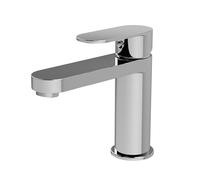 Balterley Bathroom Sink Taps, Mono Basin Mixer Tap with Push Button Waste, Single Lever Temperature Control Bathroom Tap, Round Body, Flat Rounded Tip Spout Taps - 50 x 166 x 149mm (Chrome)