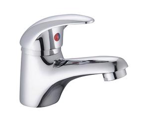 Balterley Bathroom Sink Taps, Mono Basin Mixer Tap with Push Button Waste, Single Lever Temperature Control Bathroom Tap, Round Body, Rounded Curve Spout Taps - 40 x 123 x 94mm (Chrome)