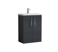 Balterley Bathroom Vanity Basin Unit, Chrome Handles, 600mm, Dark Grey Balterley Grey