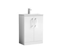 Balterley Bathroom Vanity Basin Unit, Chrome Handles, 600mm, Gloss White Balterley White