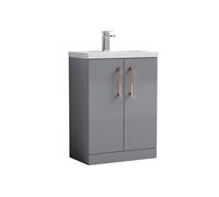 Balterley Bathroom Vanity Basin Unit, Copper Handles, 600mm, Satin Grey Balterley Grey