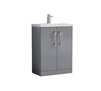 Balterley Bathroom Vanity Basin Unit, Copper Handles, 600mm, Satin Grey Balterley Grey