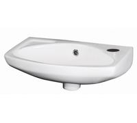 Balterley 450mm Bathroom Sink, Wall Hung Ceramic Round Bowl Bathroom Wash Basin Sink with Overflow, 1 Tap Hole, Wall Mounted Basin Sinks for Bathrooms and Cloakroom - 450 x 280 x 155mm (White)