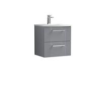 Balterley Belvide Partial Fluted 2 Drawer Wall Hung Vanity Unit With 1 Tap Hole Curved Basin- 500mm - Satin Grey