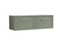 Balterley 2 Drawer Wall Hung Vanity Unit Colour Match Worktop, Green 1200mm Balterley Green