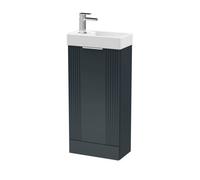 Balterley Belvide Retro Floor Standing 1 Door Cloakroom Vanity Basin Unit - 400mm, Satin Dark Grey