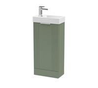 Balterley Belvide Retro Floor Standing 1 Door Cloakroom Vanity Basin Unit - 400mm, Satin Green