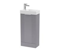 Balterley Belvide Retro Floor Standing 1 Door Cloakroom Vanity Basin Unit - 400mm, Satin Grey