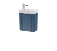 Balterley Belvide Retro Wall Hung 1 Door Cloakroom Vanity Basin Unit - 400mm, Satin Blue