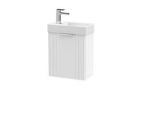 Balterley Belvide Retro Wall Hung 1 Door Cloakroom Vanity Basin Unit - 400mm, Satin White