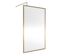 Balterley Bilbrook 8mm Toughened Safety Glass Wetroom Screen With Support Bar: 1200mm Brushed Brass
