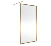 Balterley Bilbrook Contemporary Bathroom 8mm Glass Full Outer Frame Wetroom Screen, Brushed Brass, 1950 X 1100 X 1000mm