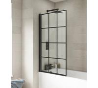 Balterley 790 x 1430mm Bath Shower Screen, Rectangular Framed Shower Screens for Baths, 6mm Toughened Safety Bath Door Screen, 180° Pivot Reversible Door Screens for Straight Baths (Black)