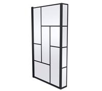 Balterley 795 x 1430mm L-Shaped Bath Shower Screen, Square Framed Shower Screens for Baths, Fixed Return Panel, 6mm Toughened Safety Bath Door Screen, 180° Pivot Reversible Door Screens (Black)