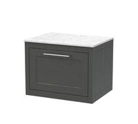 Balterley Blithbury Wall Hung 1 Drawer Vanity Unit, Woodgrain Dark Grey, 600mm in Grey Balterley Grey
