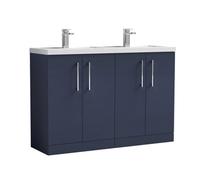 Balterley Level 1200mm Floor Standing 4 Door Vanity Unit with Double Basin for Modern Bathroom Storage - Midnight Blue