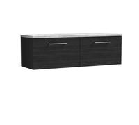Balterley Level 1200mm Wall Hung 2 Drawer Vanity Unit with Laminate Worktop for Modern Bathroom Storage - Charcoal Black