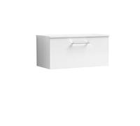 Balterley Level 800mm Wall Hung 1 Drawer Vanity Unit With Worktop Stylish Mid-Size Bathroom Storage Solution - Gloss White