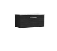 Balterley Level 800mm Wall Hung Single Drawer Vanity Unit with Laminate Worktop for Modern Bathroom Storage - Charcoal Black