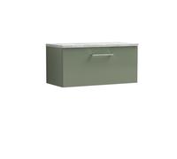 Balterley Bramshall 800mm Wall Hung Vanity Unit With Laminate Worktop For Modern Bathroom Storage - Satin Green