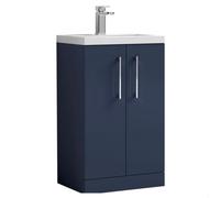 Balterley Bramshall Compact 500mm 2 Door Dark Blue Floor Standing Vanity Unit With Polymarble Basin
