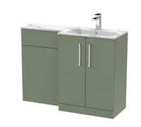 Balterley Bramshall Contemporary 2 Door Right-Hand Floor Standing Combination Unit With Stone Basin, Satin Green, 1100mm
