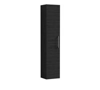 Balterley Bramshall Modern Bathroom 1 Soft Close Door Wall Hung Tall Storage Unit, Charcoal Black With Handle, 300 mm