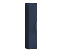 Balterley Bramshall Modern Bathroom 1 Soft Close Door Wall Hung Tall Storage Unit, Midnight Blue With Handle, 300 mm