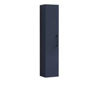Balterley Bramshall Modern Bathroom 1 Soft Close Door Wall Hung Tall Storage Unit, Satin Dark Blue With Black Handle, 300 mm