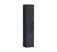 Balterley Bramshall Modern Bathroom 1 Soft Close Door Wall Hung Tall Storage Unit, Satin Dark Grey With Black Handle, 300 mm