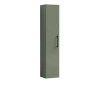 Balterley Bramshall Modern Bathroom 1 Soft Close Door Wall Hung Tall Storage Unit, Satin Green With Black Handle, 300 mm