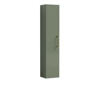 Balterley Bramshall Modern Bathroom 1 Soft Close Door Wall Hung Tall Storage Unit, Satin Green With Black Handle, 300 mm