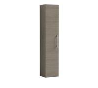Balterley Bramshall Modern Bathroom 1 Soft Close Door Wall Hung Tall Storage Unit, Solace Oak With Handle, 300 mm