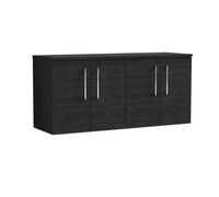 Balterley Bramshall Modern Bathroom 1200mm Wall Hung 4-Door Vanity Unit With Worktop, Soft Close Doors, Charcoal Black