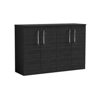 Balterley Bramshall Modern Bathroom 2 Door Floor Standing Vanity Unit With Worktop & Handles, Black Woodgrain, 1205 mm