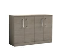 Balterley Bramshall Modern Bathroom 2 Door Floor Standing Vanity Unit With Worktop & Handles, Grey Vicenza Oak, 1205 mm