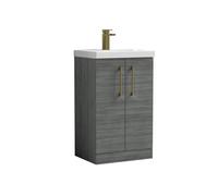 Balterley Bramshall Modern Bathroom 2 Soft Close Door & Mid-Edge Vanity Unit Basin, Anthracite, 500mm